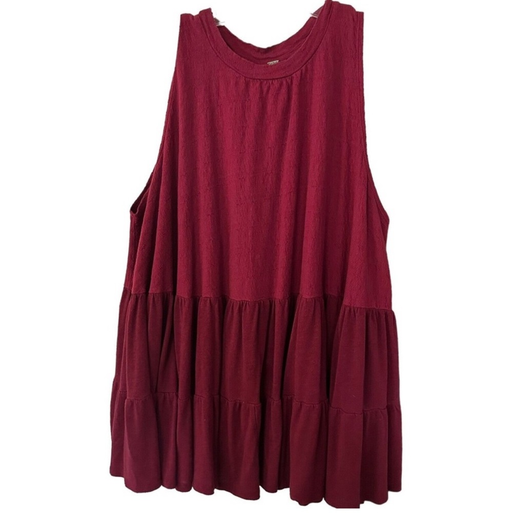 Free People Right On Time Burgundy/ Wine Oversized Tunic Top Size Small - Picture 5 of 13